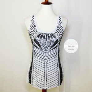EXPRESS Black and White Sequin Tank Size XS